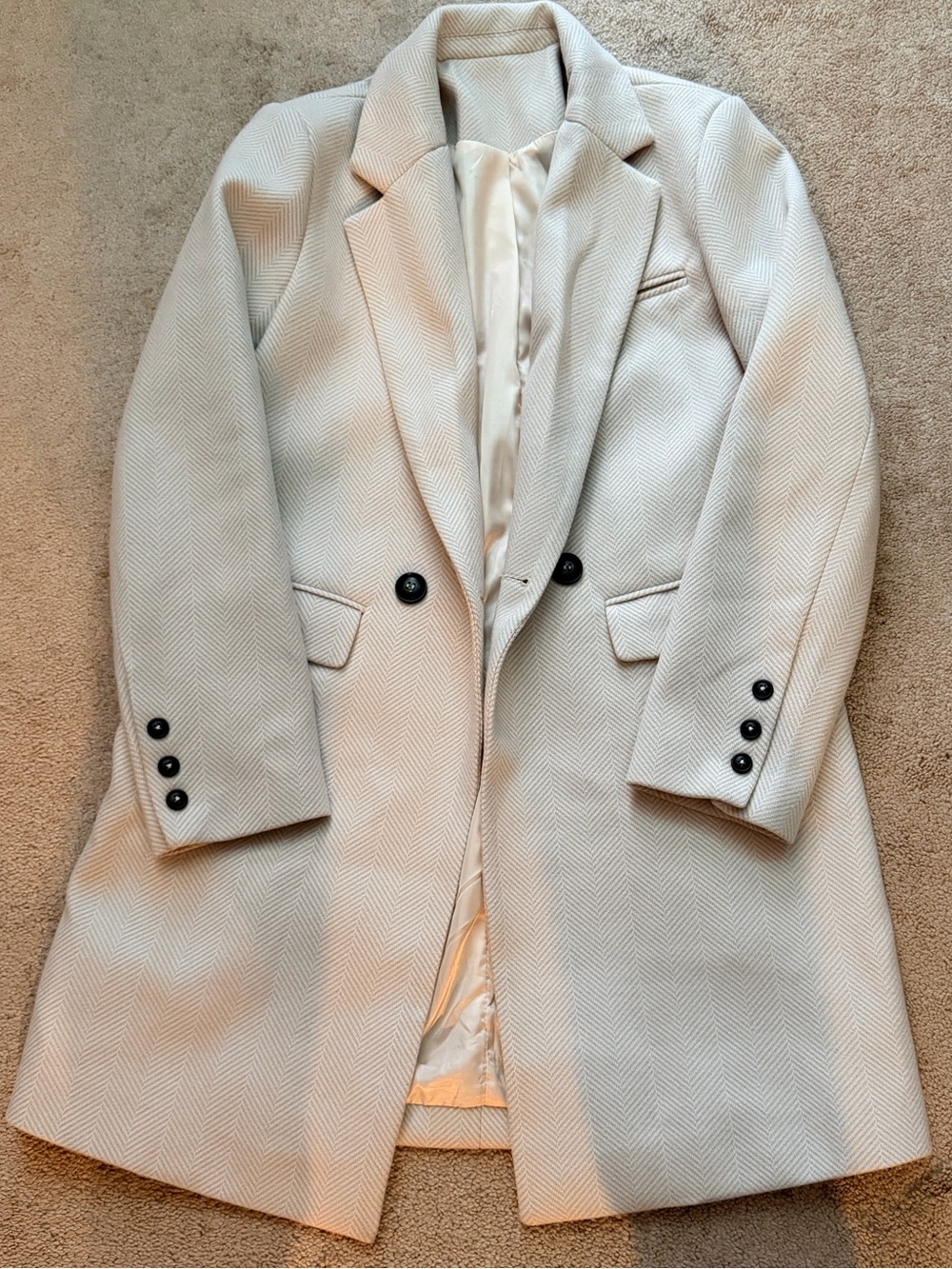 NWOT Women's Herringbone Wool-Blend Long Coat Size Medium